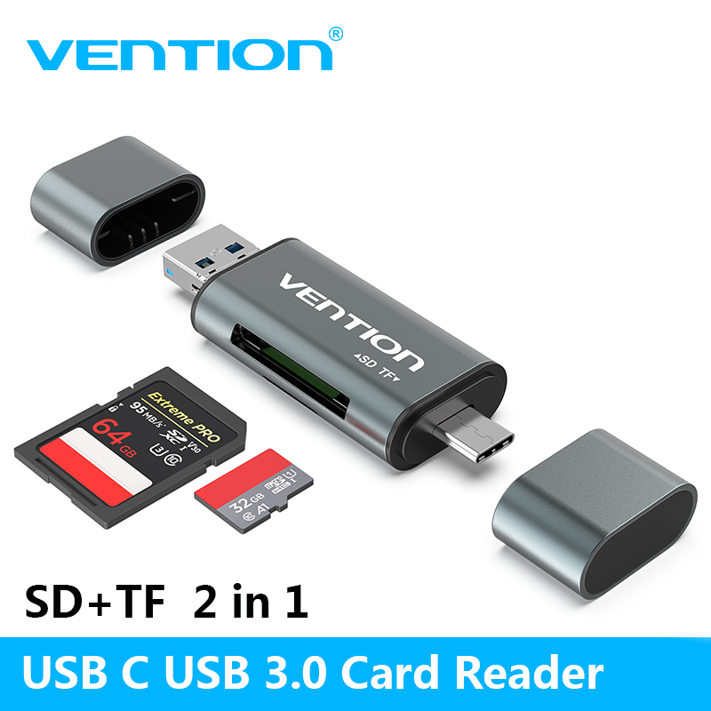 Vention usb3.0 bộ chuyển đổi đầu đọc thẻ micro sd loại c bộ chuyển đổi thẻ nhớ micro usb sd cho máy tính xách tay macbook đầu đọc thẻ usb 3.0 sd / tf otg