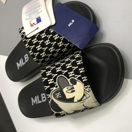☬✓ Dép Quai Ngang Mlb Mickey Đen Ny Dép mlb mickey siêu êm chân bản giới hạn full size nam nữ