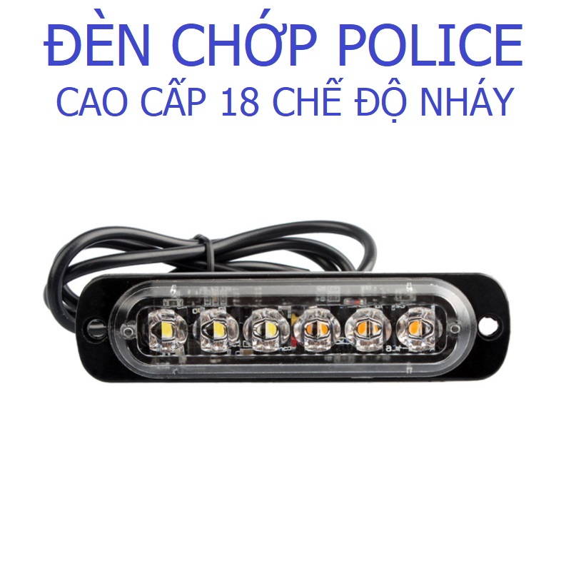 Đèn chớp nháy 6 led cao cấp 18 chế độ chớp đỏ xanh vỏ nhôm cnc