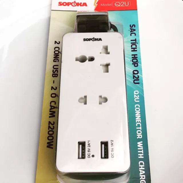 Phích cấm điện sopoka q2u/q4u tích hợp ổ cắm và cổng sạc usb