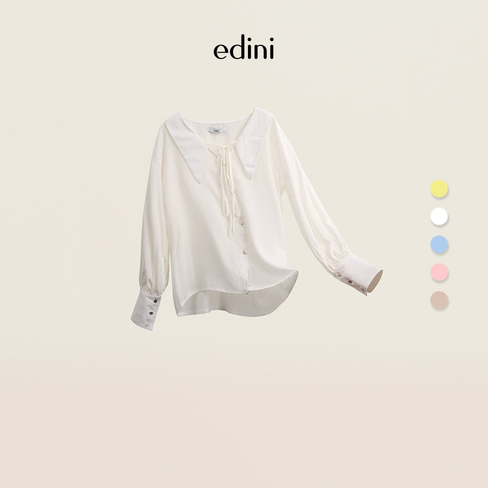 EDINI - Áo Kiểu Nữ Tay Phồng Cổ Buộc Dây A1297