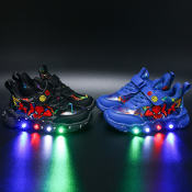 LED Kids Light-Up Sneakers with Carton Pattern and Speed Man