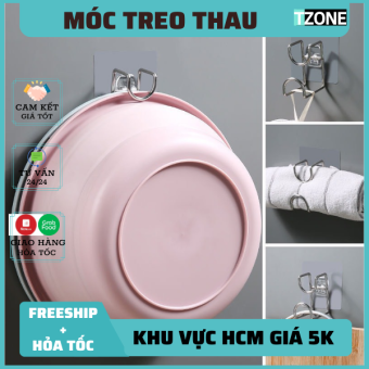 móc treo thau chậu dán tường, rổ rá - móc inox treo đồ đa năng - móc dán tường tiện lợi