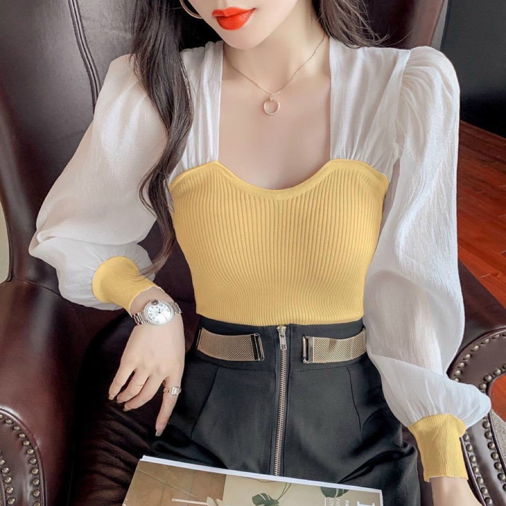 Hot áo croptop xốp tay dài - ảnh thật cuối .smc