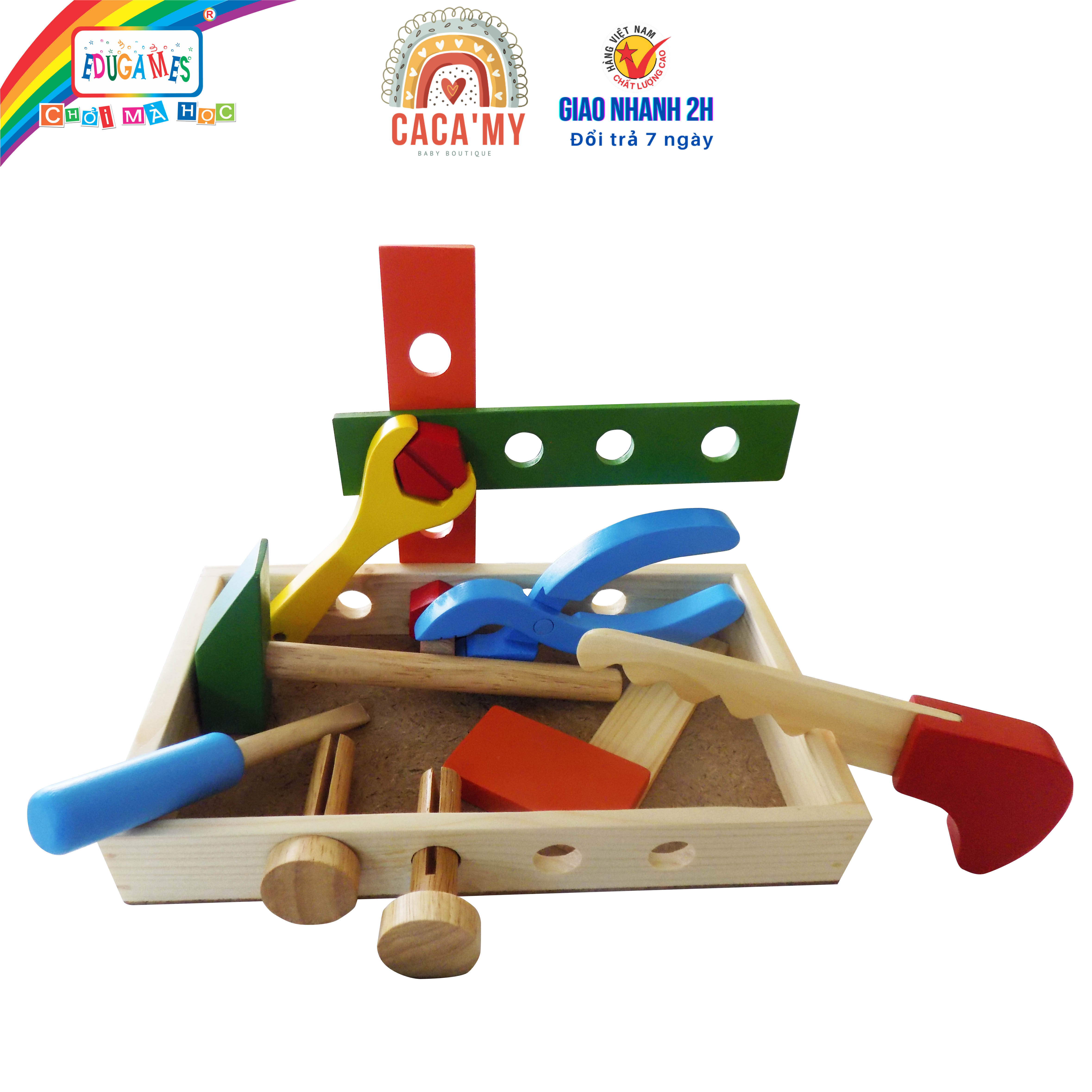 Đồ chơi gỗ dụng cụ kỹ thuật Edugames- đồ chơi thông minh Việt Nam an toàn cho trẻ