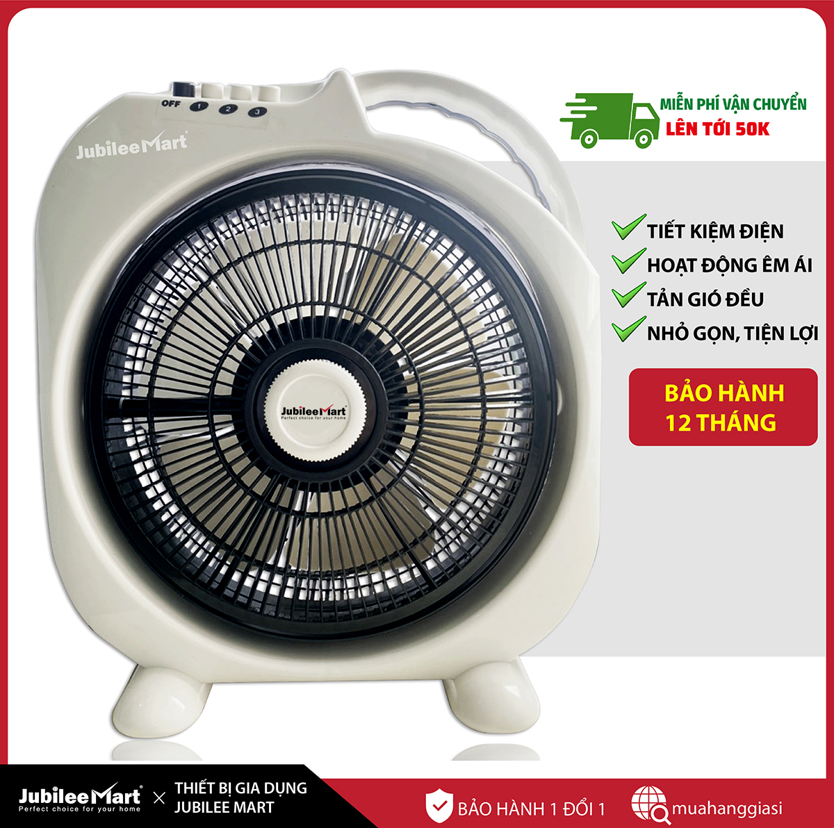 [ 11.11 SIÊU SALE]  Quạt hộp 3 tấc, 3 tốc độ , lồng đối lưu - Màu Ngẫu Nhiên