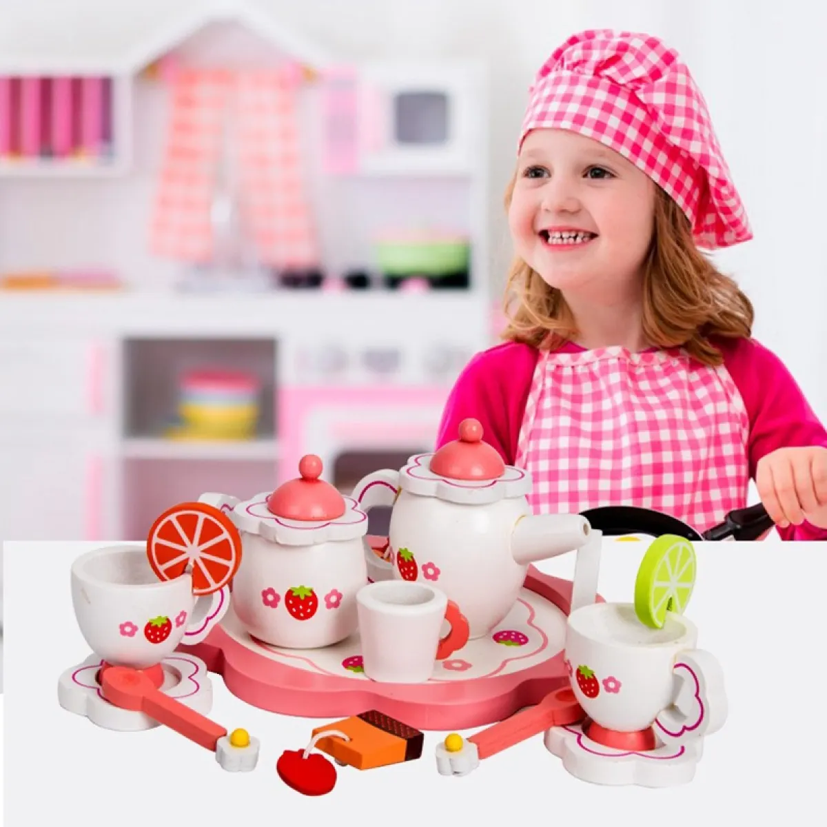 wooden tea set for 1 year old