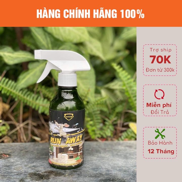 [Freeship MAX] Chai Xịt Đuổi Chuột, Muỗi Thảo Mộc Run Away Không Mùi, An Toàn Dung Tích 300mML
