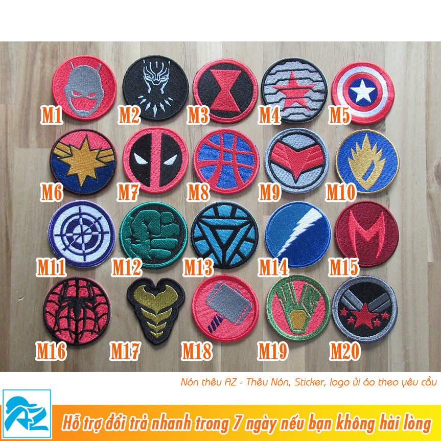 Patch vải ủi nhiệt thêu logo hero avenger marvel - sticker M493