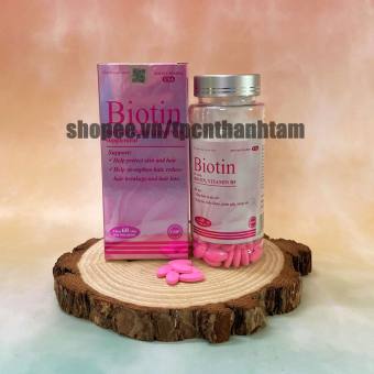 Viên uống BIOTIN bổ sung biotin + vitamin B5 giúp giảm rụng tóc, bảo vệ da, chắc móng  Hộp 60 viên