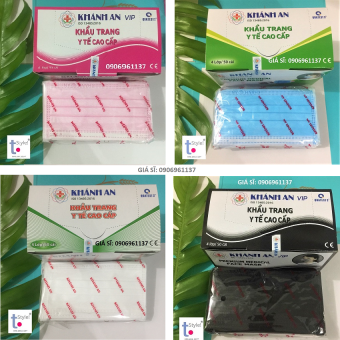 [TẶNG 5 CÁI TRÊN MỖI HỘP ] Hộp 50 cái khẩu trang y tế Khánh An 4 lớp kháng khuẩn - nhiều màu