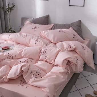 Cotton Poly Bộ Chăn Ga Gối Lợn Hồng Bộ Chăn Ga Gối Cao Cấp Nhập Khẩu 5 Món, 4 Món Sản Phẩm Chăn Ga Gối Nệm Dùng 4 Mùa