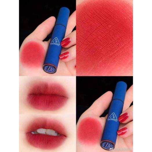 SON 3CE MẪU MỚI VỎ XANH MÀU ĐỎ NÂU