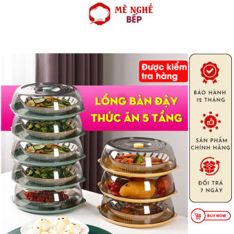Lồng bàn 5 tầng giữ nhiệt đậy thức ăn thông minh chống ruồi muỗi có lỗ thoáng khí tiện dụng