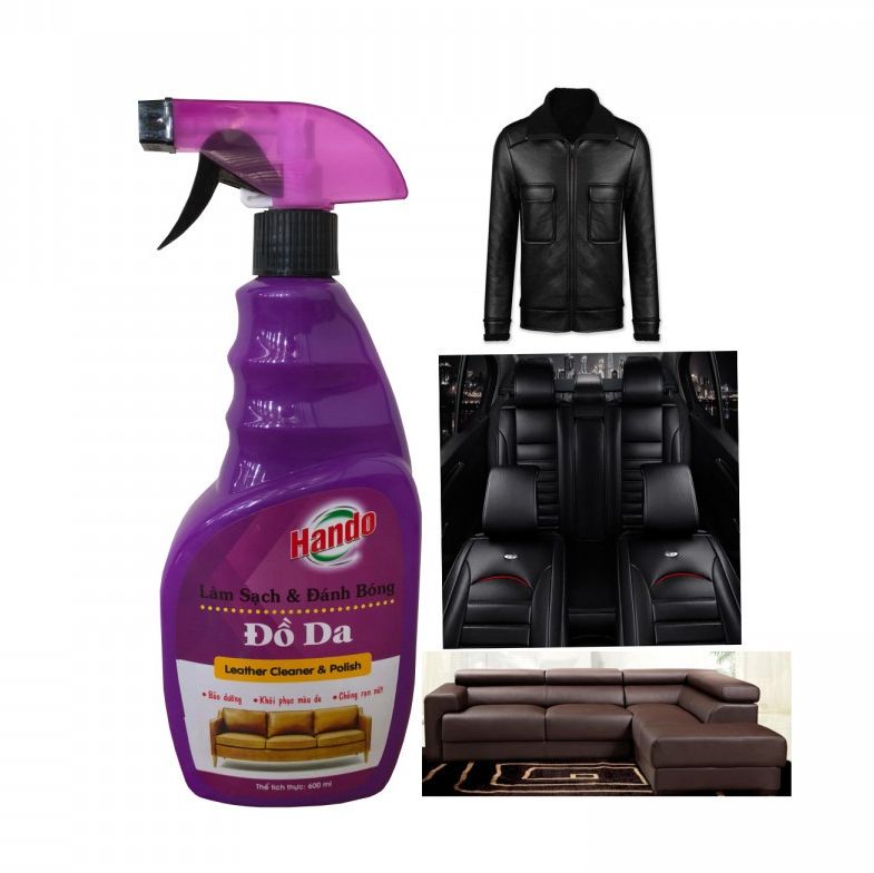 Chai xịt làm sạch và đánh bóng đồ da Hando 600ml