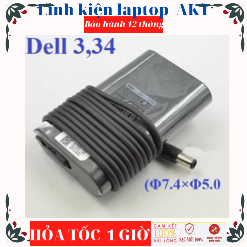 Sạc Laptop Dell 19.5v- 3.34a ( Kim to) Oval 65w Dell Latitude E7240 E7250 E7440 E7450 có đèn báo