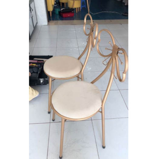 Ghế nơ ngồi trang điểm RIBO HOUSE phong cách hàn quốc khung kim loại chắc chắn bọc nệm cực êm để phòng ngủ hoặc phòng khách màu hồng RIBO40x1