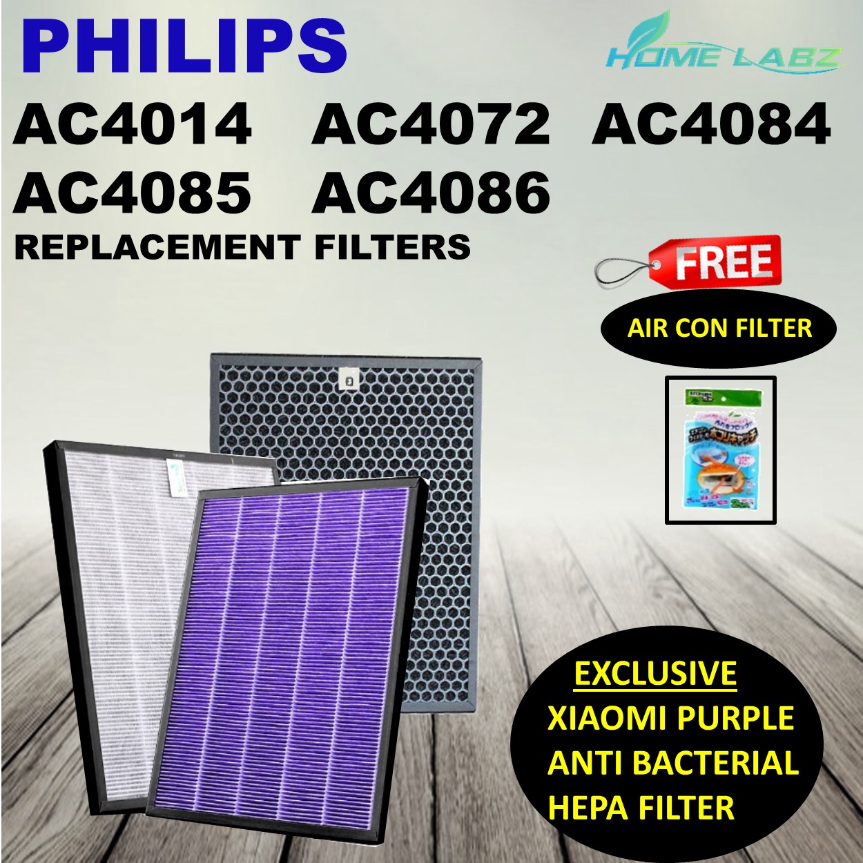 Philips AC3256 AC3259 FY3433 FY3432 Compatible Filter (XIAOMI PURPLE ...