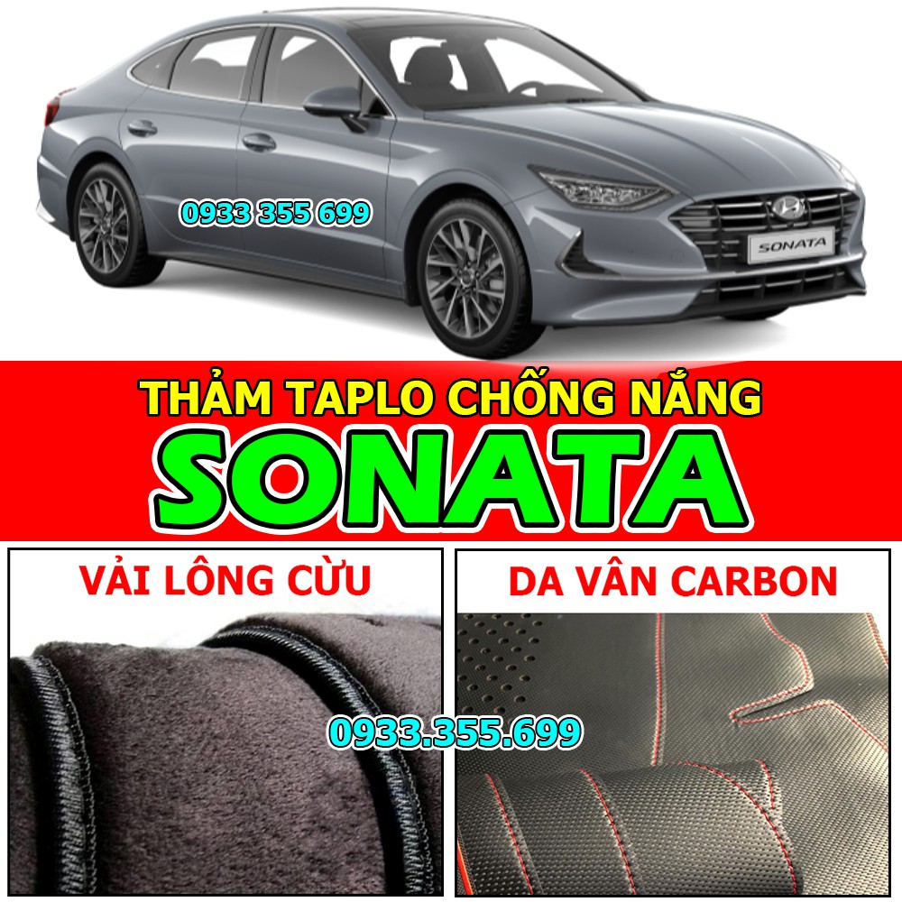 Thảm taplo hyundai sonata bằng nhung lông, da vân carbon, da vân gỗ 2009 2010 11 12 13 2014 2015 2016 2017 2018 2019
