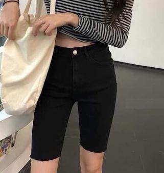 quần jean nữ LỬNG NGỐ MÀU ĐEN tua lai siêu xinh L.S-55