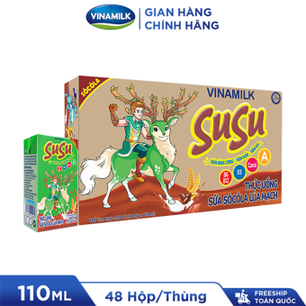 2 Thùng Thức Uống Sữa Socola Lúa Mạch SuSu Hộp 110ml - 48 hộp/Thùng