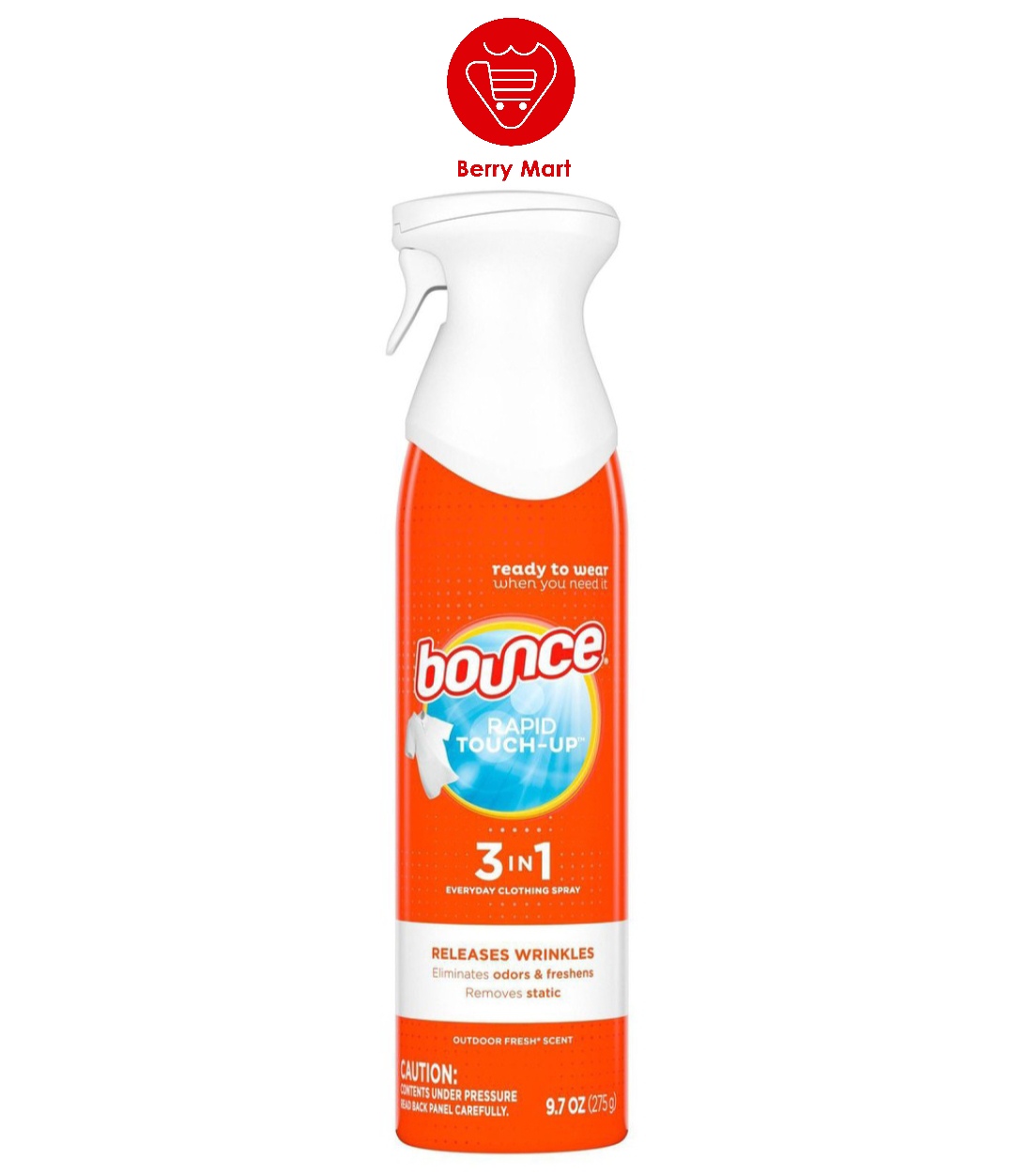 Xịt Thơm Quần Áo Bounce Rapid Touch-up 3 in 1 Của Mỹ | Sản xuất tại Mỹ giúp chống nhăn quần áo, vải nhanh chóng phẳng phiu mà chúng ta không mất thời gian là ủi quần áo | Berry Mart | BR222