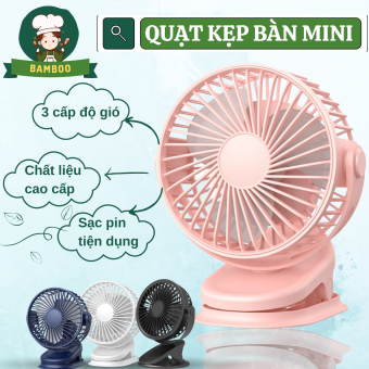 Mini fan, fan desk clamp charger charge 3 wind speed rechargeable battery USB handy rotate 720 degrees, quiet operation