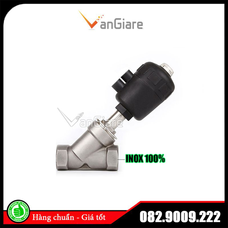 Van xiên khí nén inox đầu nhựa - Van góc y điều khiển khí nén ren 17 21 27 34 42 49 60