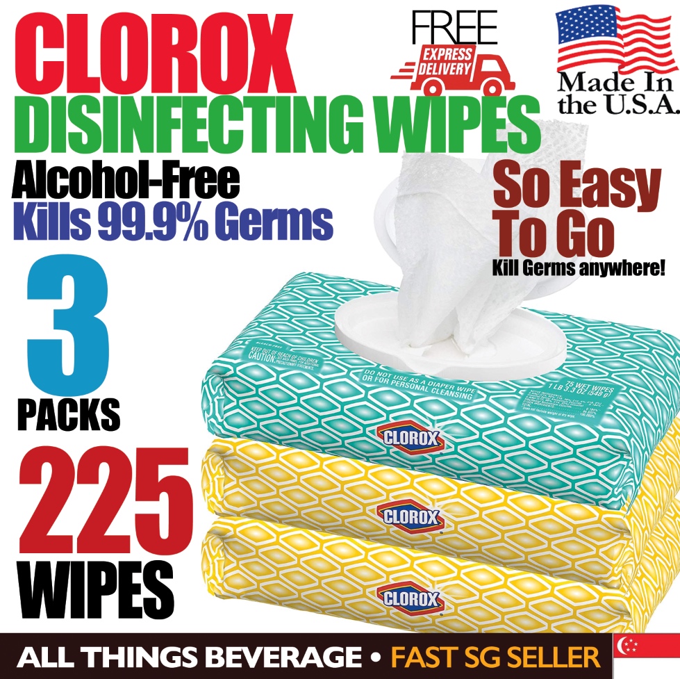Clorox Disinfecting Bleach Free Cleaning Wipes, 75 Count Each (Pack of 3) FREE Fast Delivery ( No Return No Refund)