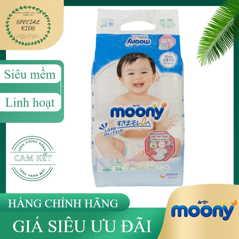 Tã/bỉm dán cộng miếng moony nhật đủ size nb96/s86/m68/l58.