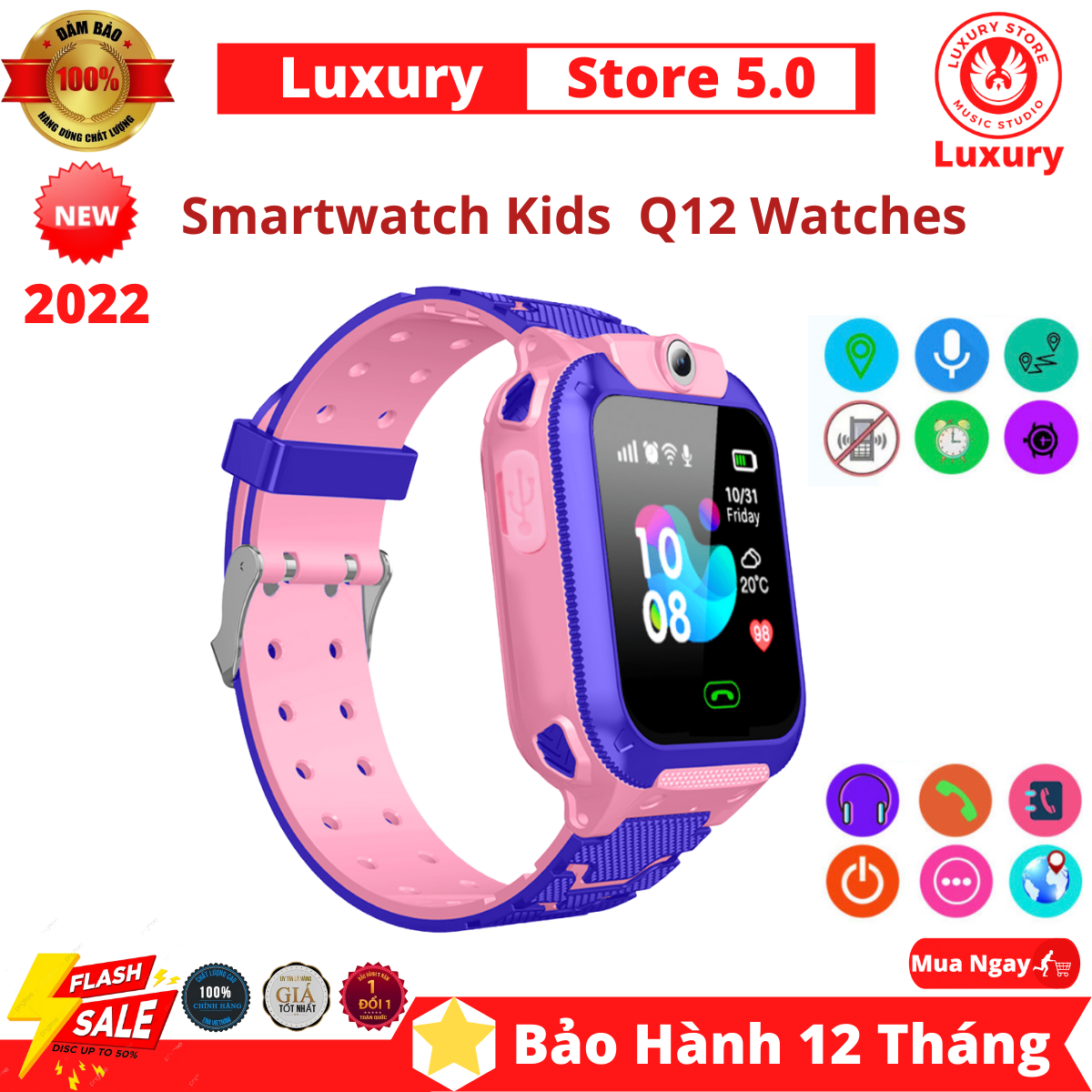 Đồng hồ thông minh - smartwatch q12 thông minh trẻ em q12 - đồng hồ thông minh q12 dành cho trẻ em học sinh chống nước 1.44 inch đồng hồ thông minh quay số gọi thoại trò chuyện thời gian chờ lâu hơn