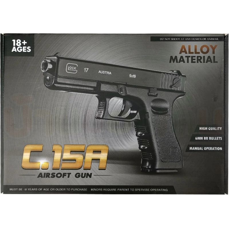 ภาพหน้าปกสินค้าK-STORE ปืนของเล่น ปืนอัดลมเหล็กอัลลอย ปืนอัดลม ปืนสั้นของเล่น มีลูกให้200นัด C15A จากร้าน KSTORE 1607506749 บน Lazada