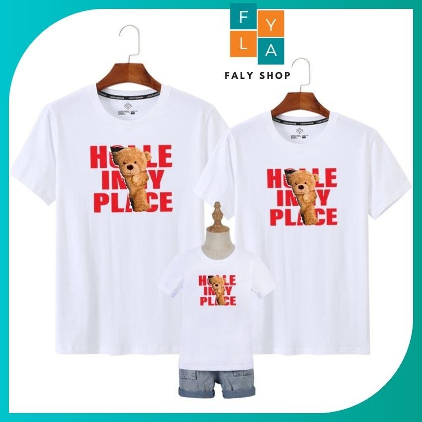Áo thun cặp đôi, áo gia đình gấu dễ thương Faly Shop BA39 có đủ size cho cả gia đình