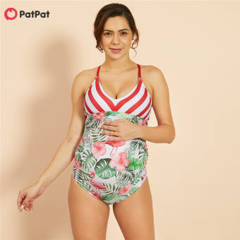 PatPat Đồ bơi một mảnh in họa tiết hoa cho phụ nữ mang thai -Z - INTL