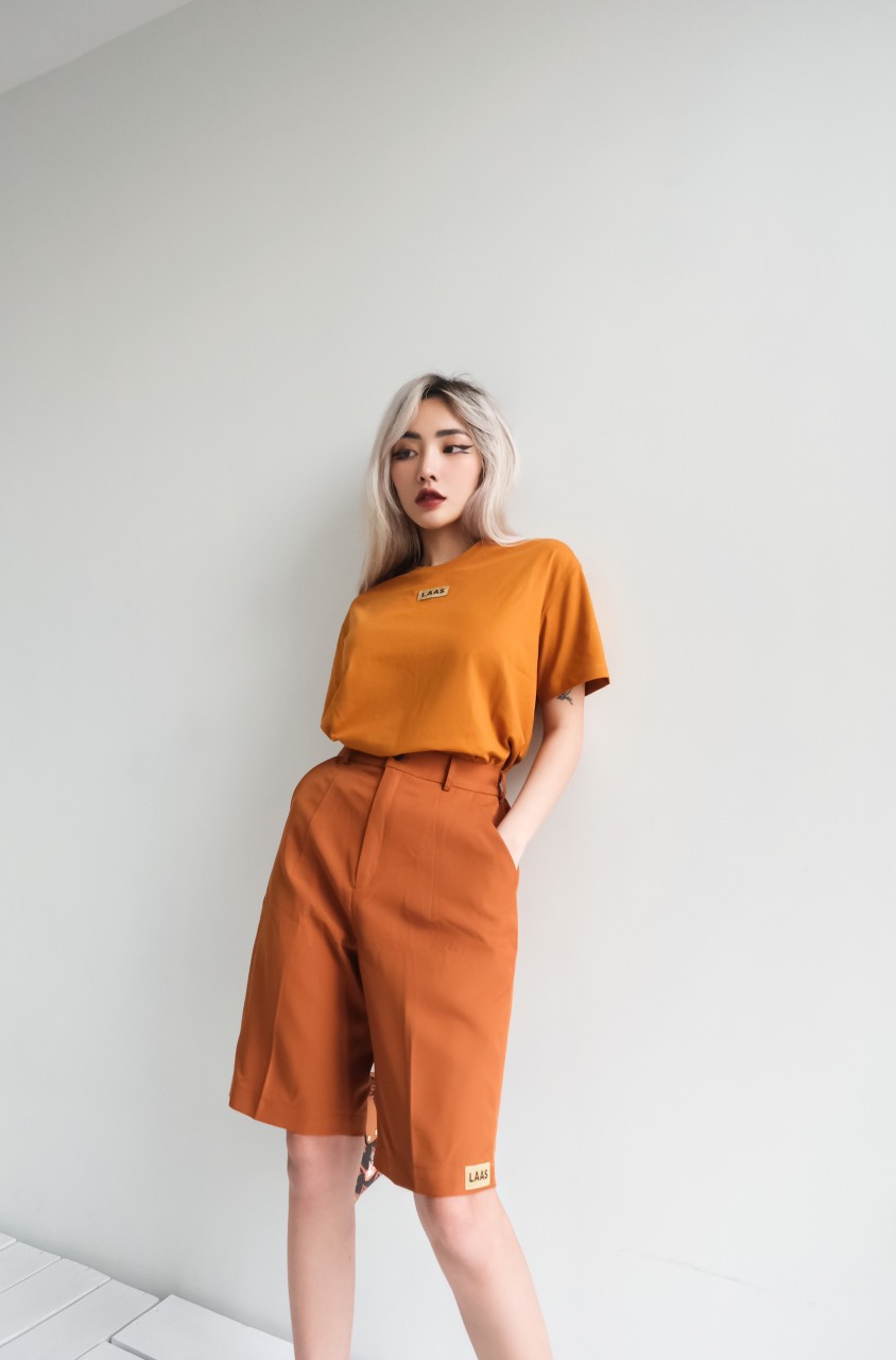 Quần short logo fabric nâu