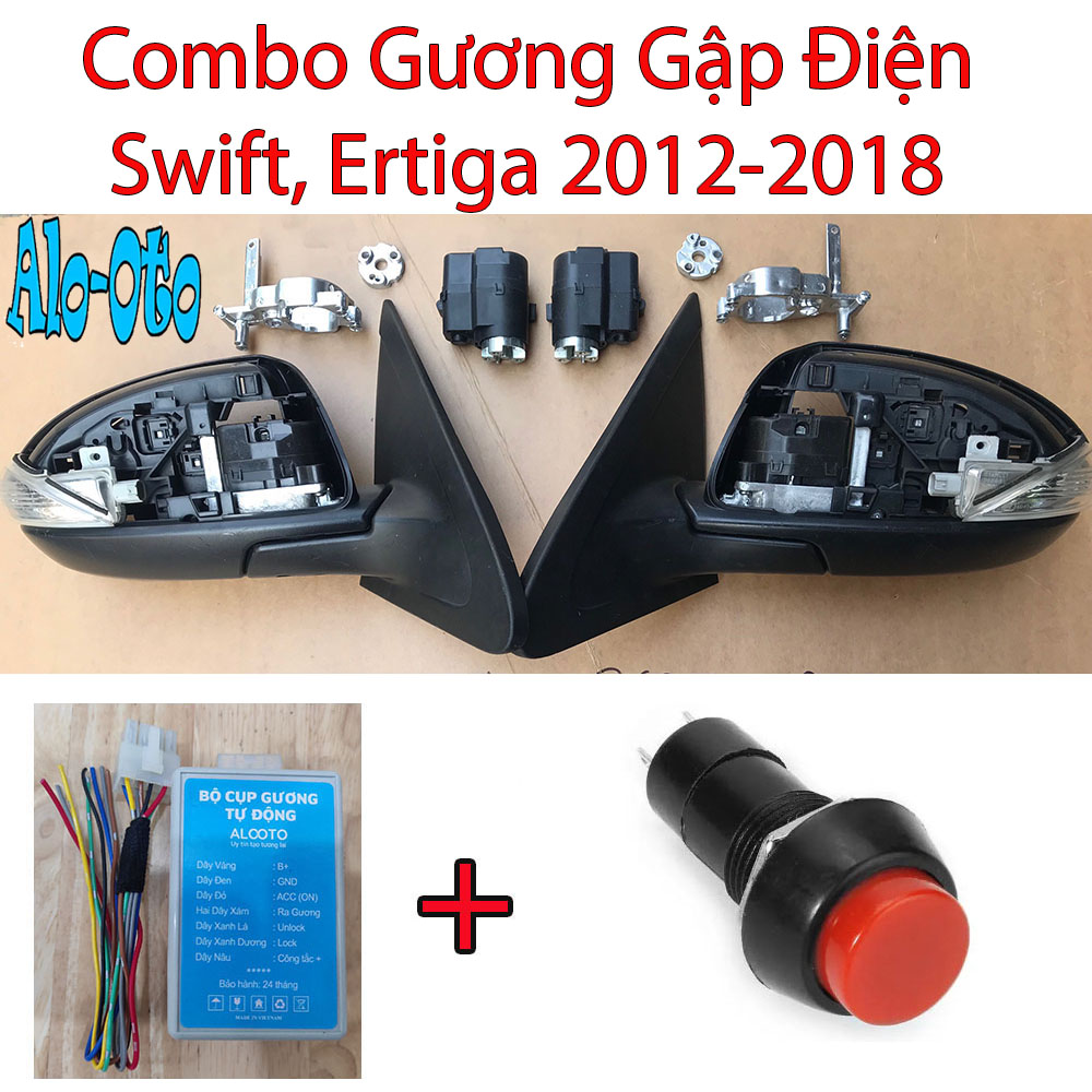 Bộ xương motor gương gập điện theo xe Suzuki Swift, Ertiga 2012-2018. Tặng kèm bộ mudun khóa cửa tự cụp gương và nút công tắc gập gương trong xe