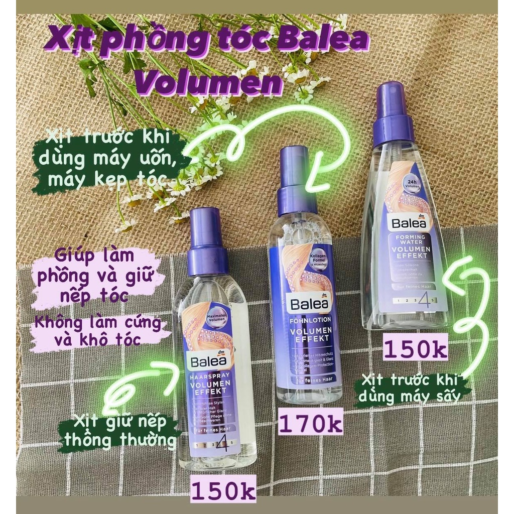 Xịt Dưỡng Phồng Tóc Balea Volume Effekt 150ml