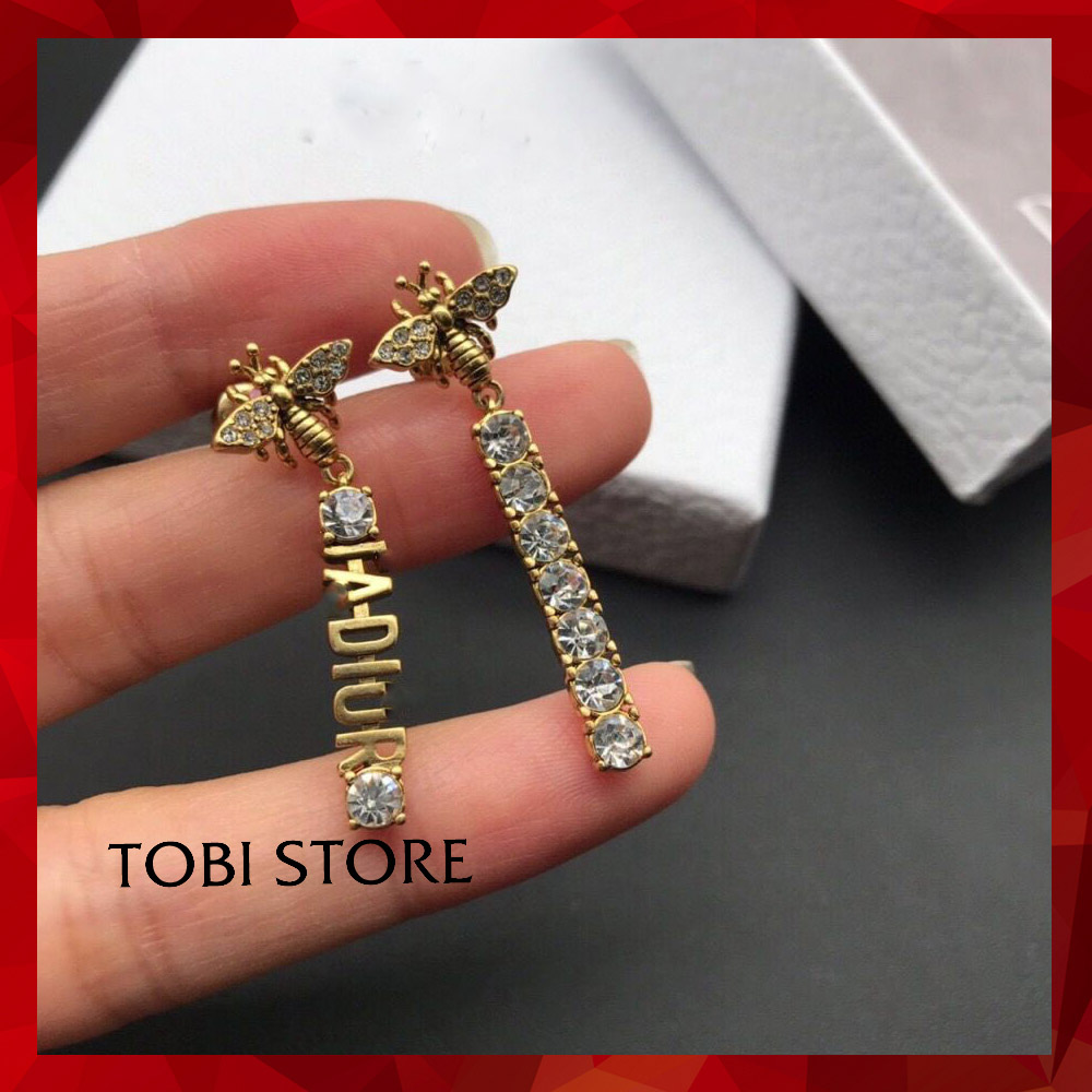 Bông tai nữ thương hiệu ja di o ong vàng thả dài màu vintage sang chảnh tb424 tobi store