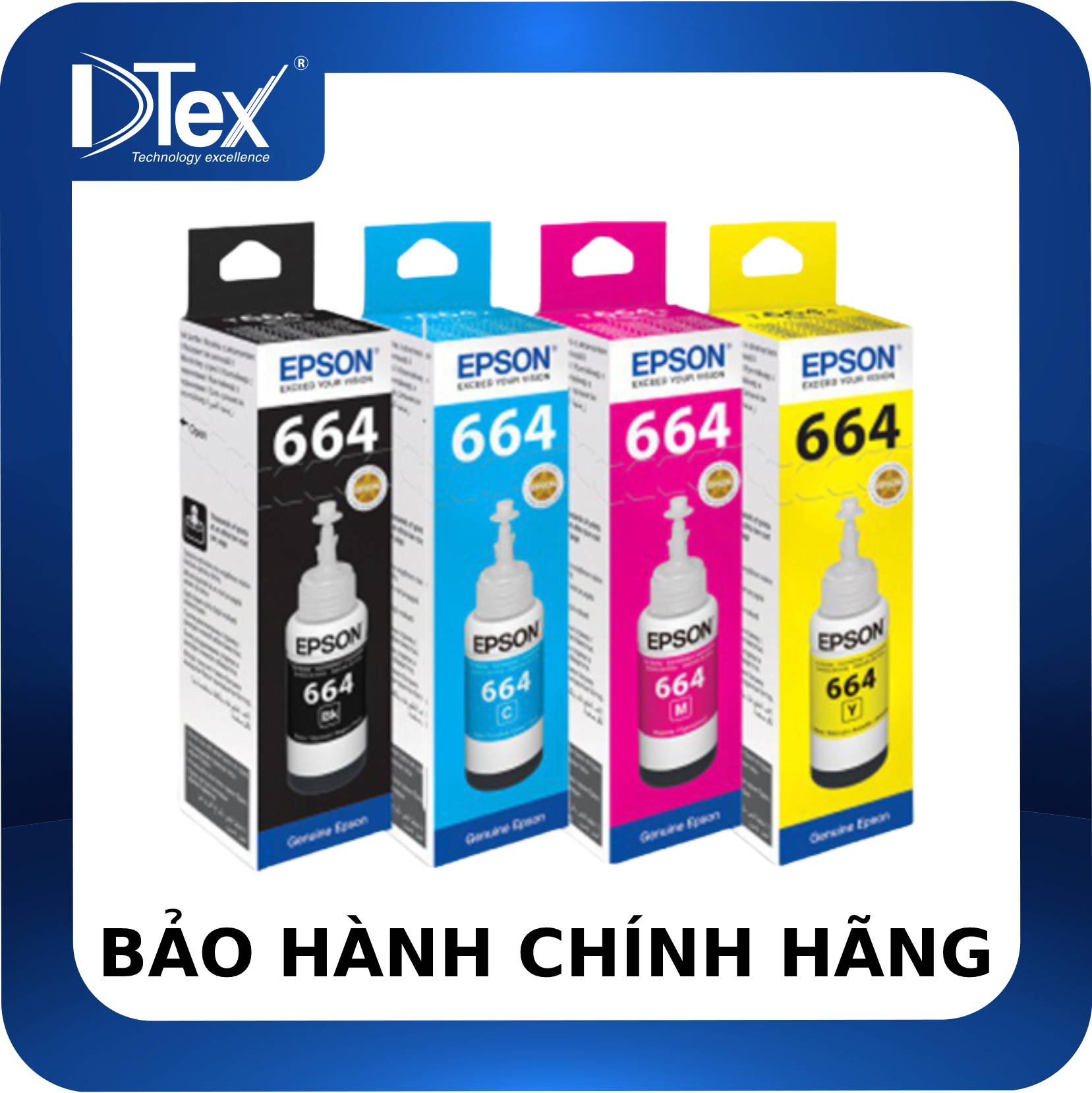 Mực in Epson 664 - Bộ 4 màu BK/C/M/Y - Hàng Chính Hãng