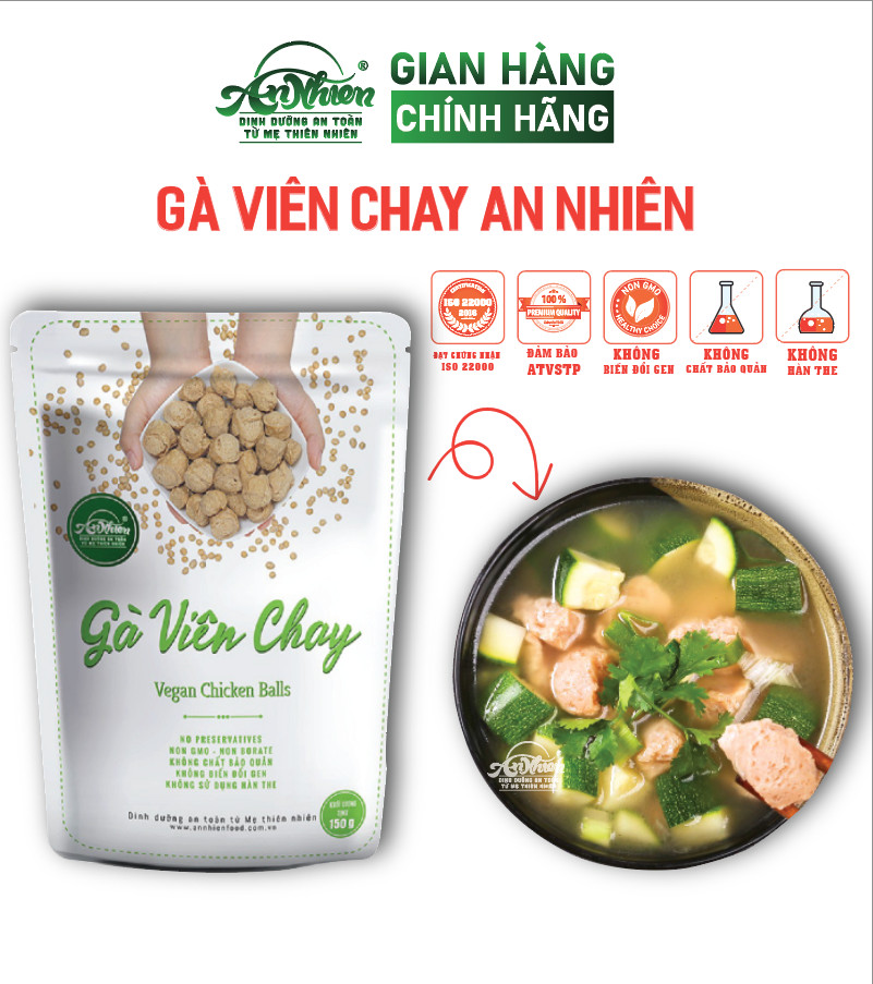 Gà viên chay an nhiên 150g thịt chay, thực phẩm chay dinh dưỡng,healthy