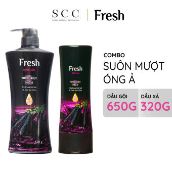 Combo Dầu gội + Dầu xả Fresh thiên nhiên suôn mượt óng ả chiết xuất Bồ kết 650g + 320g