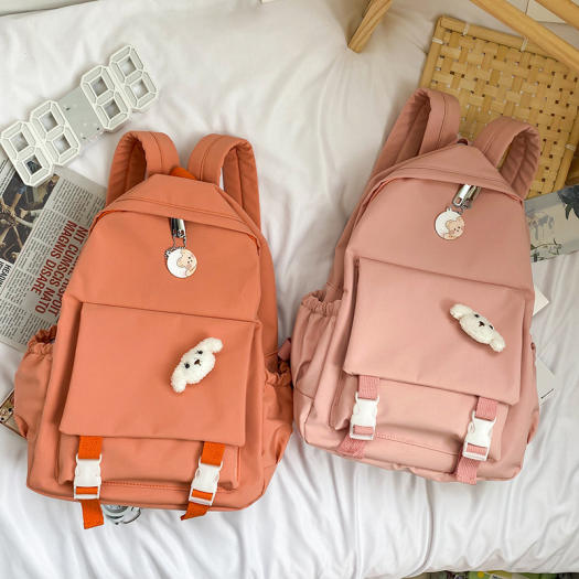 Balo cặp đi học học sinh nữ cấp 2, 3 màu đen, hồng, cam, lục, lam thời trang dễ thương