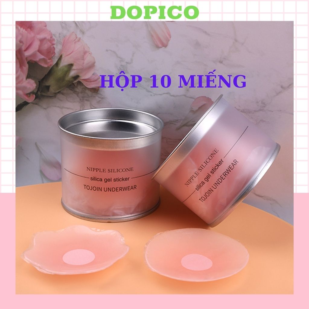 Miếng dán ngực nữ silicon Dopico Hộp 10 miếng dán ti chống thấm nước sử dụng nhiều lần h02