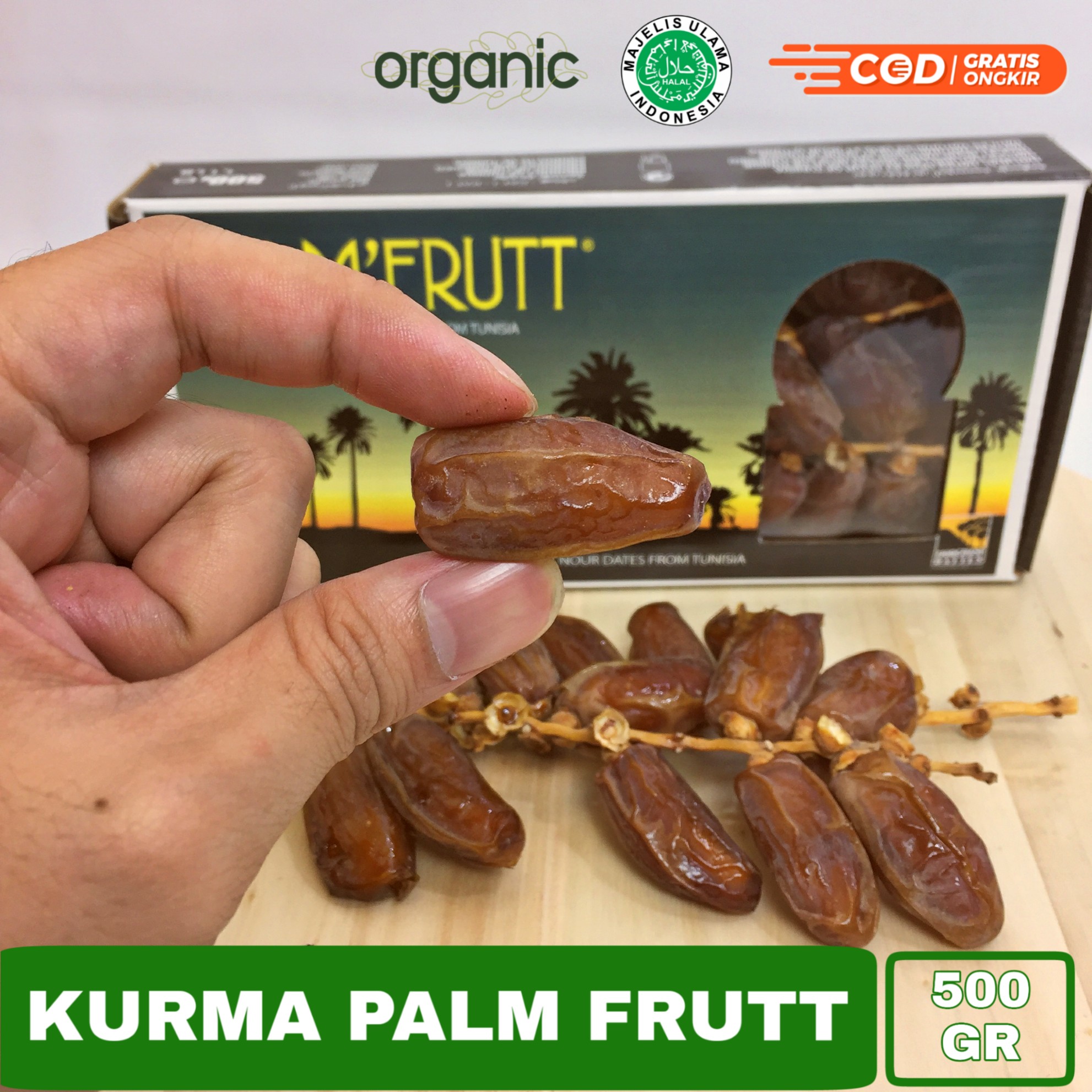 Kurma Tunisia Palm Frutt 500gr Deglet Nour - Kurma Tunis Tangkai - Kurma Sapphire - Palm Fruit