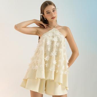 Áo Cổ Yếm Đính Lông Vũ - EDINI - A1547