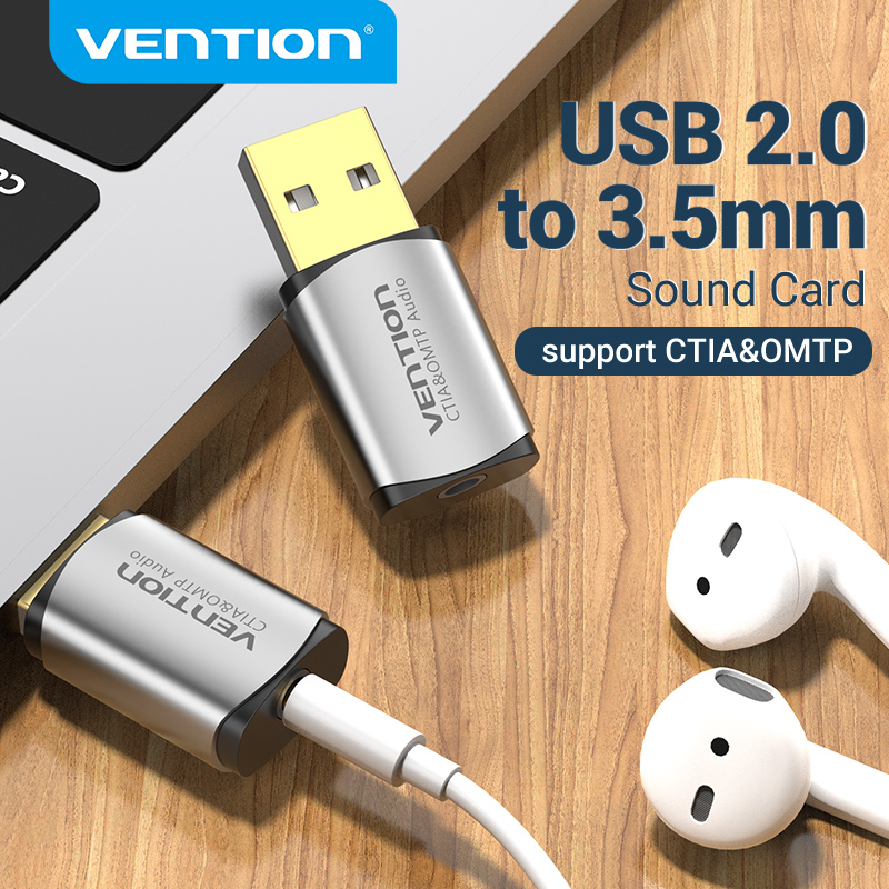 Vention Sound Card USB Audio Interface External Sound Card USB to AUX Audio Jack Adapter 3.5mm for Laptop Speaker PS4 Earphone USB Mic SoundCard ราคา 223 บาท*ส่งฟรี