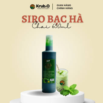 Siro Bạc Hà nguyên chất Chai 650ml - Siro pha trà sữa bạc hà, Socola Mint đá xay - Krub.O tự hào dùng nông sản thuần Việt