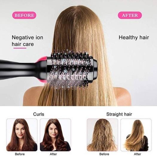 Máy Sấy Tạo Phồng Tóc Kiêm Lược Điện One Step Uốn Cúp Sấy Tóc Đa Năng-Lược Tròn Xoay 360 độ