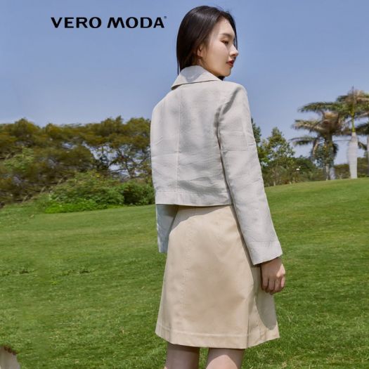 Vero Moda Áo Blazer Lửng Trơn Vải Lanh Hai Nút Có Ve Áo Cho Nữ 321208018