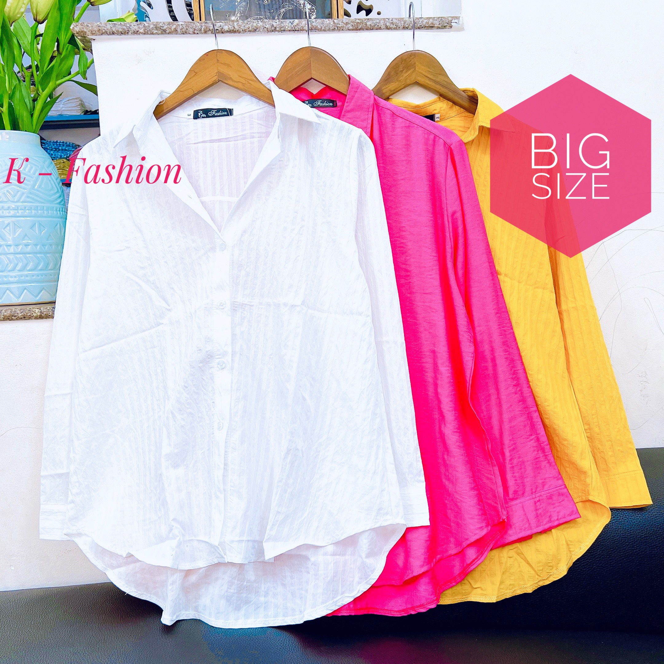 Big size - áo sơ mi nữ cotton thuê - form rông, vải mát